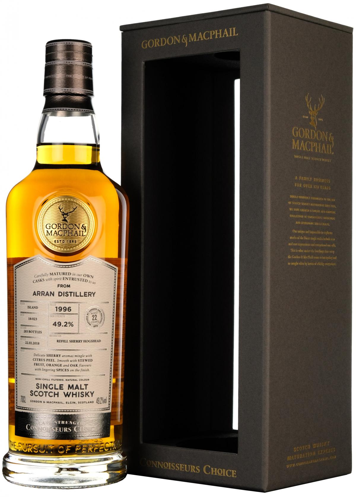 arran 1996, 22 year old, connoisseurs choice, cask strength, gordon and macphail whisky,