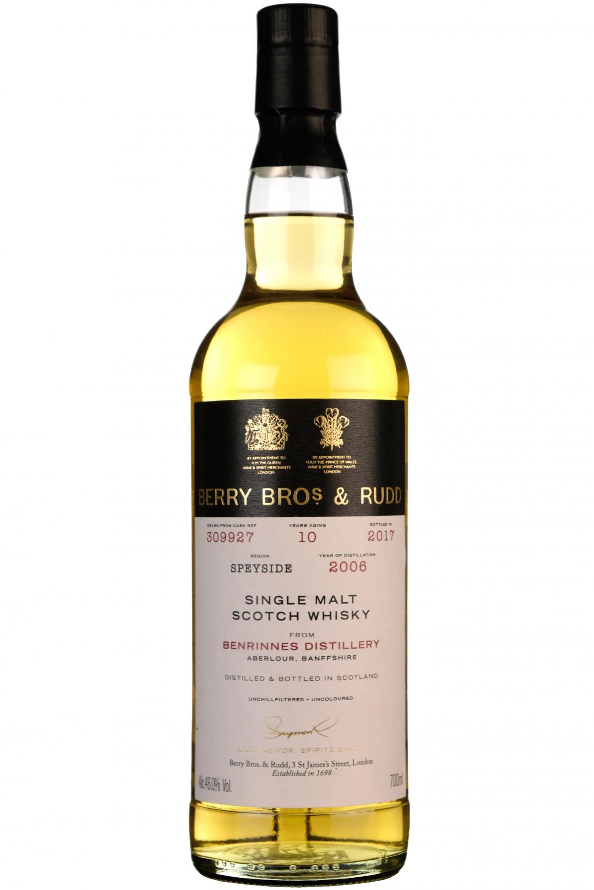 benrinnes, 2006, bottled 2017, 10 year old, single cask 309927, berry bros & rudd,