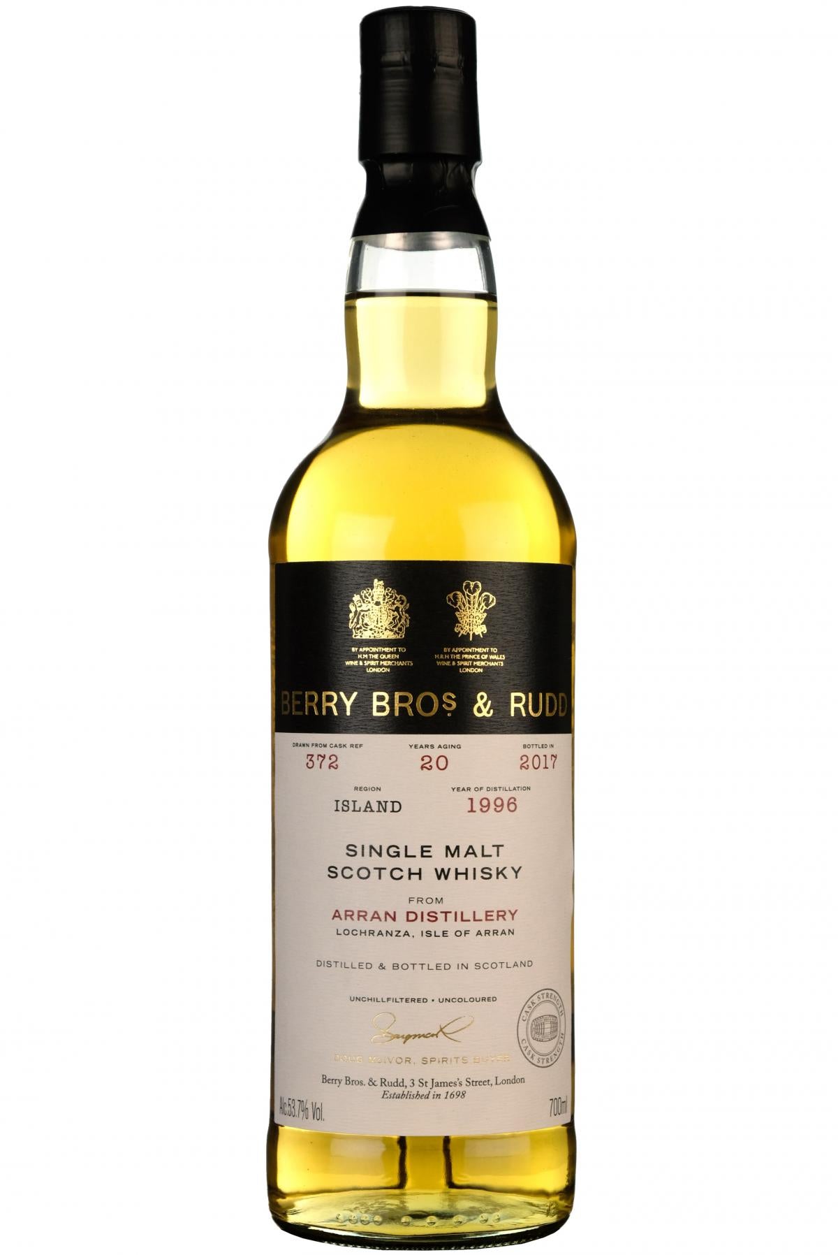 arran, 1996, bottled 2017, 20 year old, single cask 372, berry bros & rudd,