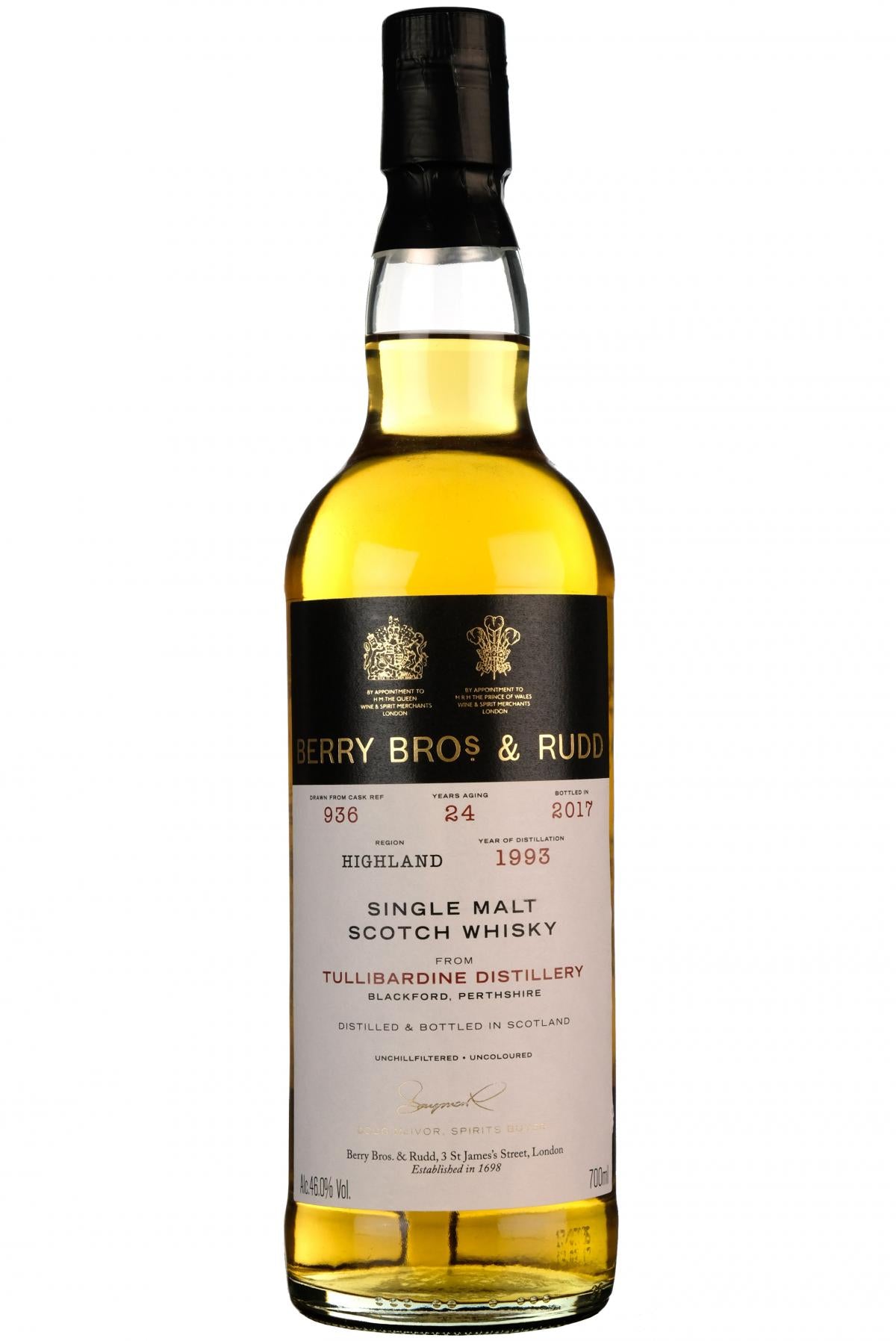 tullibardine, 1993, bottled 2017, 24 year old, single cask 936, berry bros & rudd,