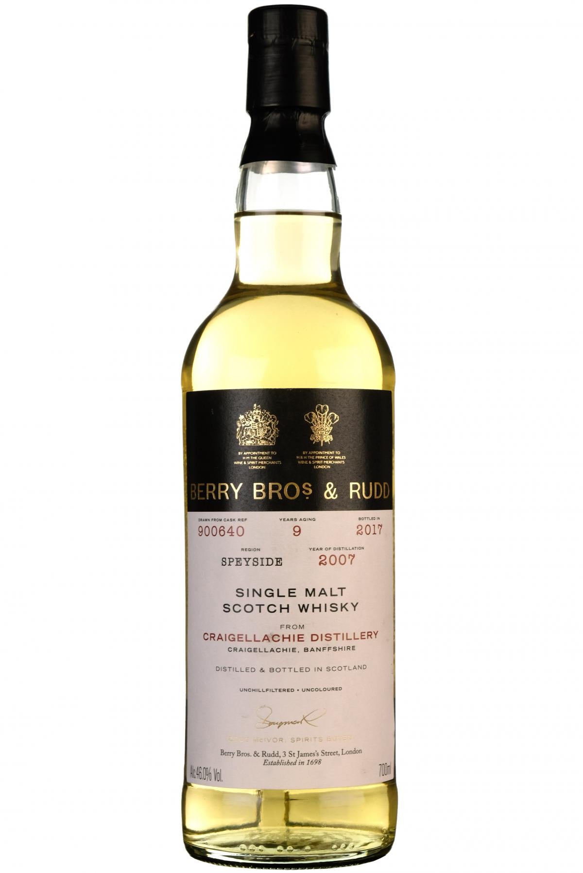 Craigellachie 2007-2017 | 9 Year Old Berry Bros Single Cask 900640