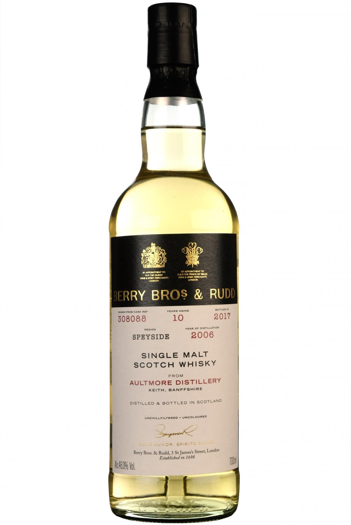 aultmore, 2006, bottled 2017, 10 year old, single cask 308088, berry bros & rudd,