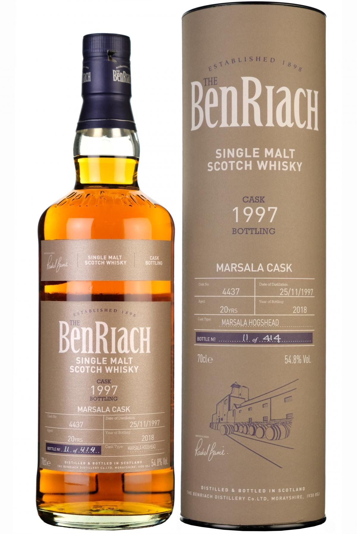 benriach 1997, 20 year old, single cask 4437, batch 15, speyside