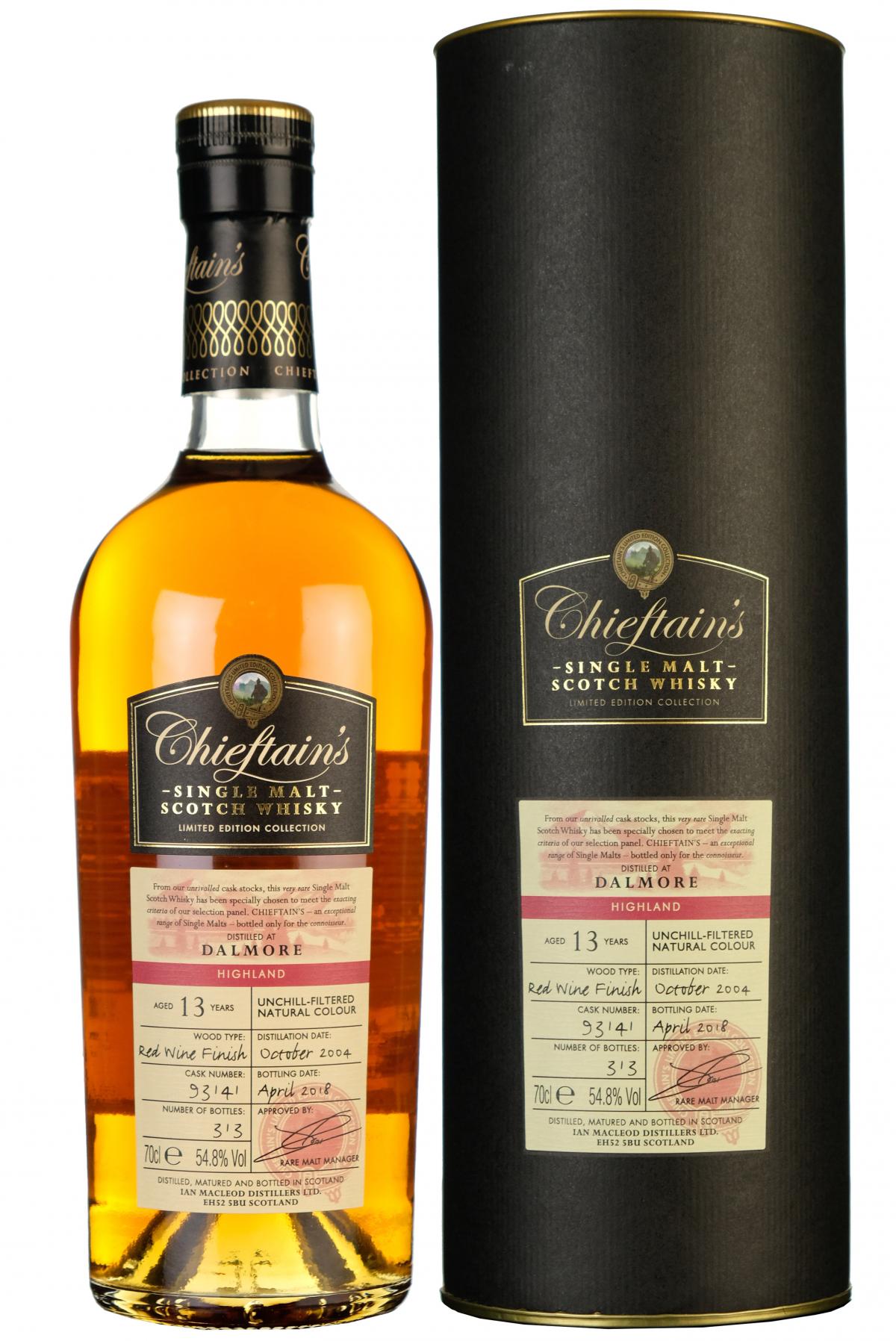 dalmore 13 year old chieftains single cask highland single malt scotch whisky whiskey