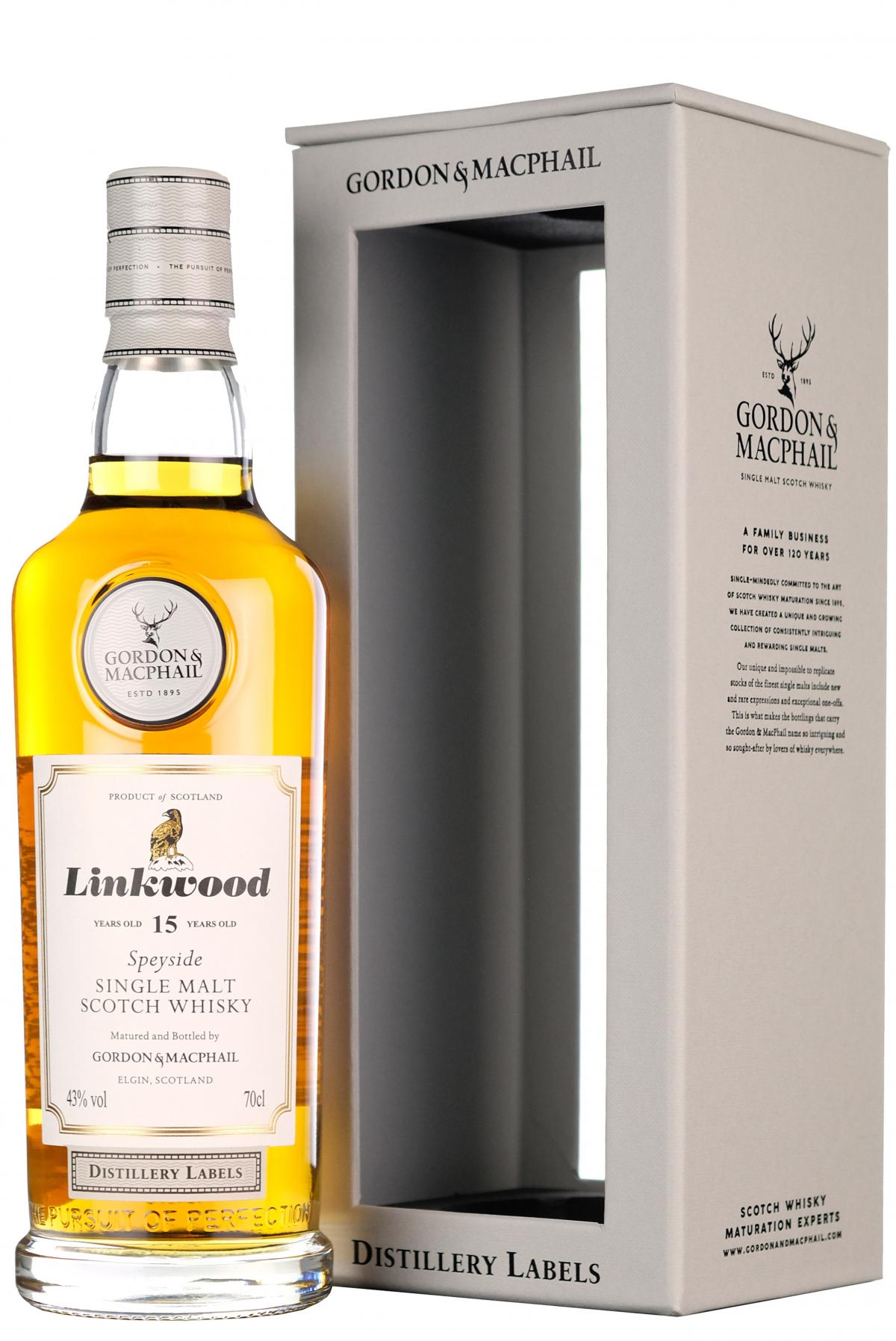 linkwood 15 year old distillery labels gordon and macphail speyside single malt scotch whisky whiskey