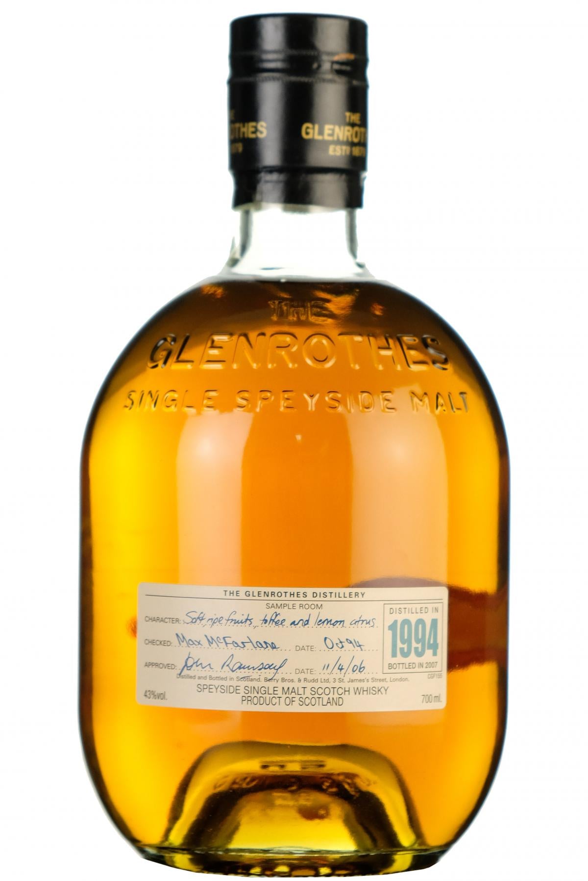 glenrothes 1994 bottled 2007 speyside single malt scotch whisky whiskey