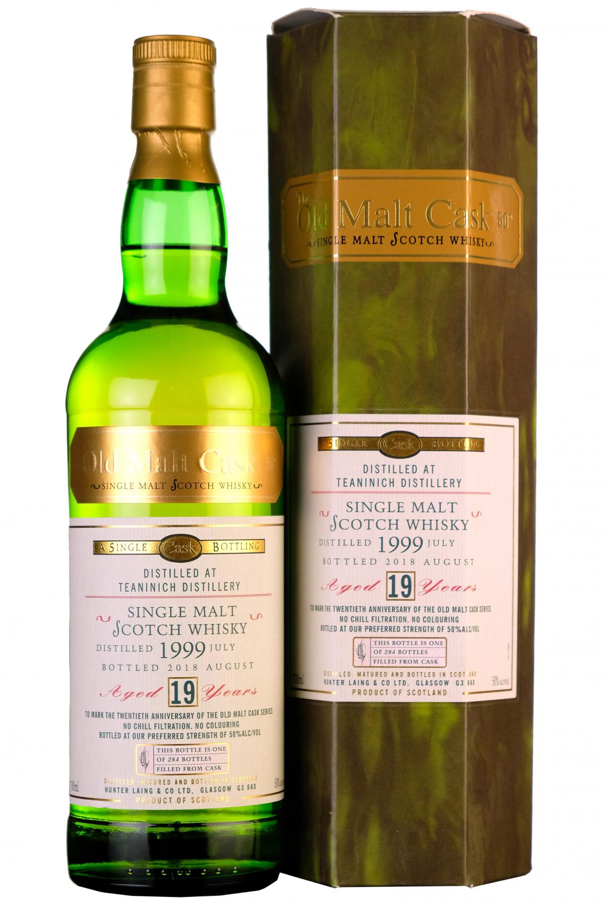 1999 teaninich 19 year old single cask old malt cask 20th anniversary hunter laing highland single malt scotch whisky