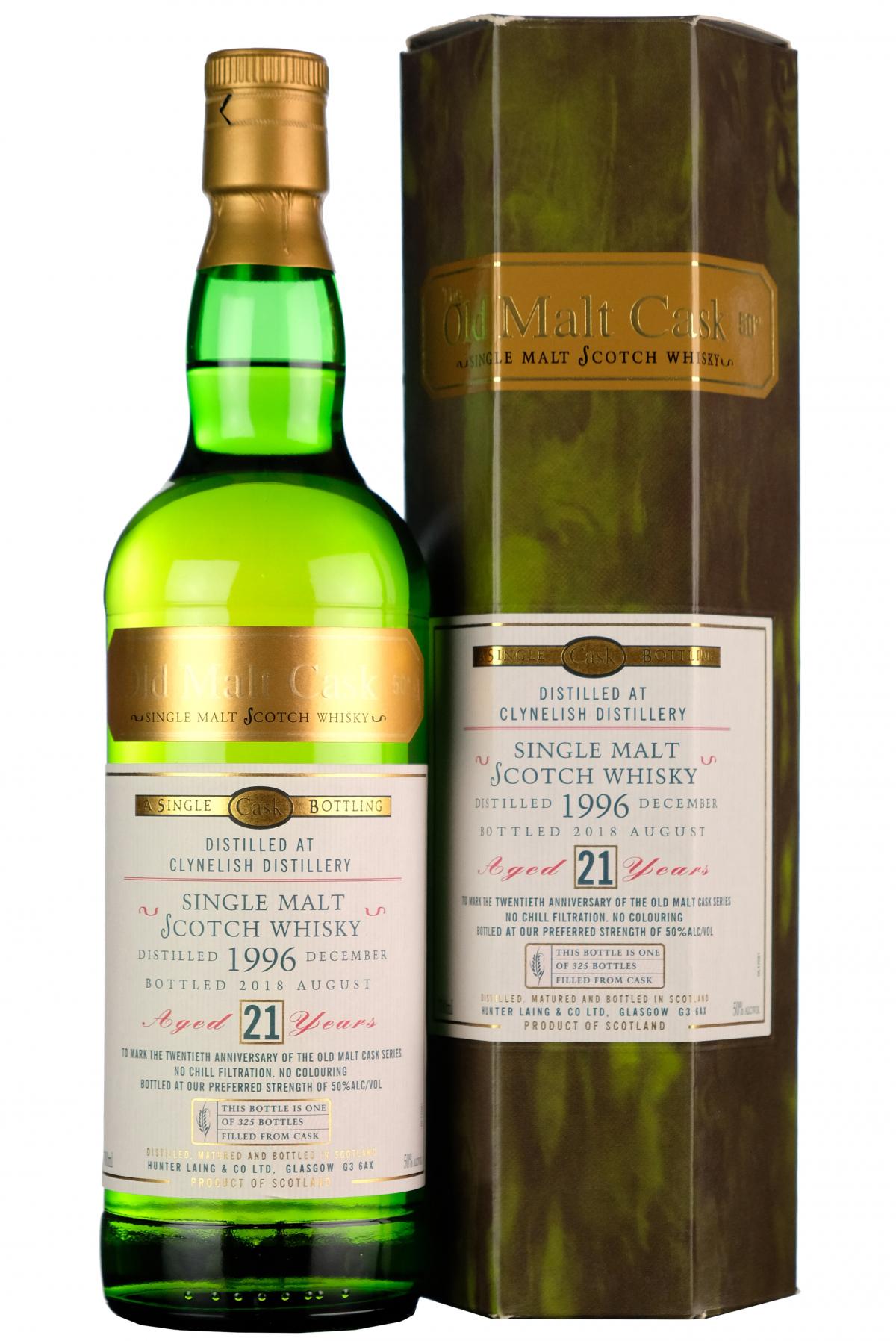 1996 clynelish 21 year old single cask old malt cask 20th anniversary hunter laing highland single malt scotch whisky