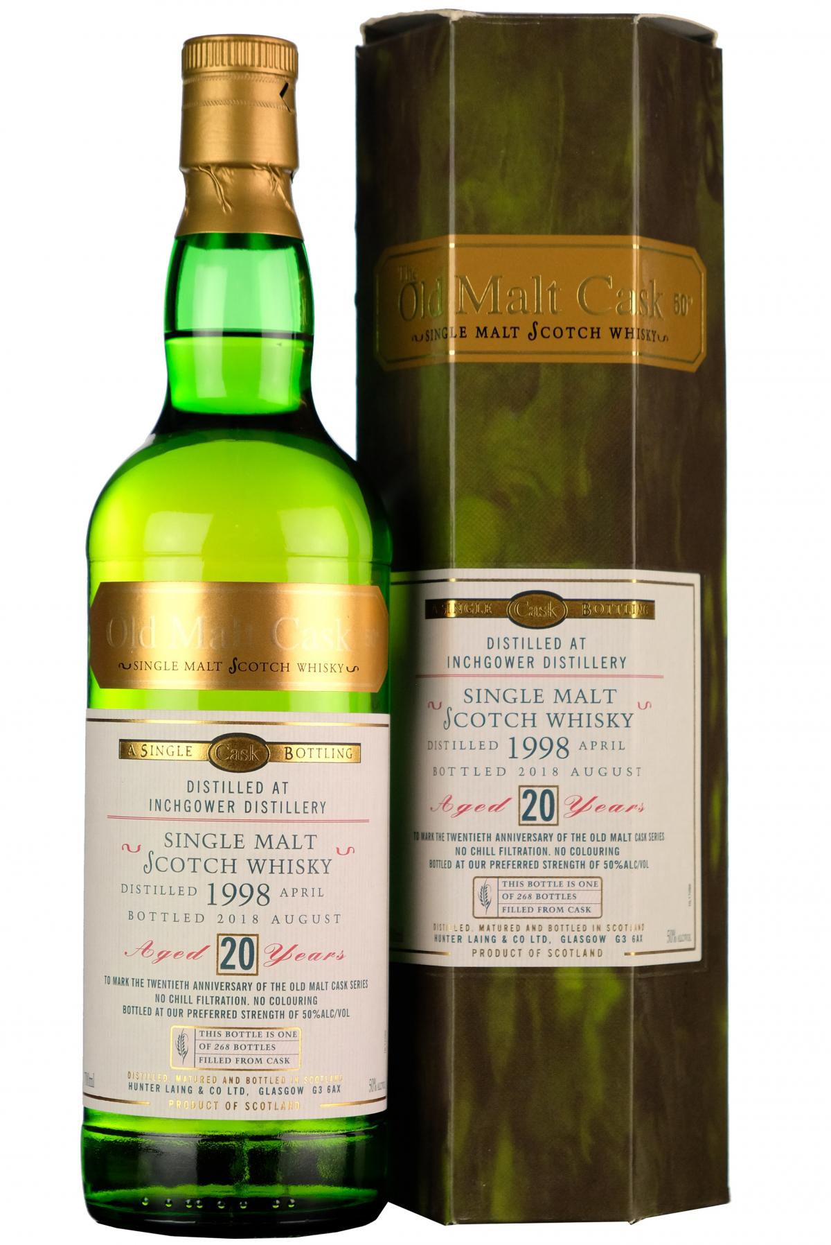 1998 inchgower 20 year old single cask old malt cask 20th anniversary hunter laing speyside single malt scotch whisky