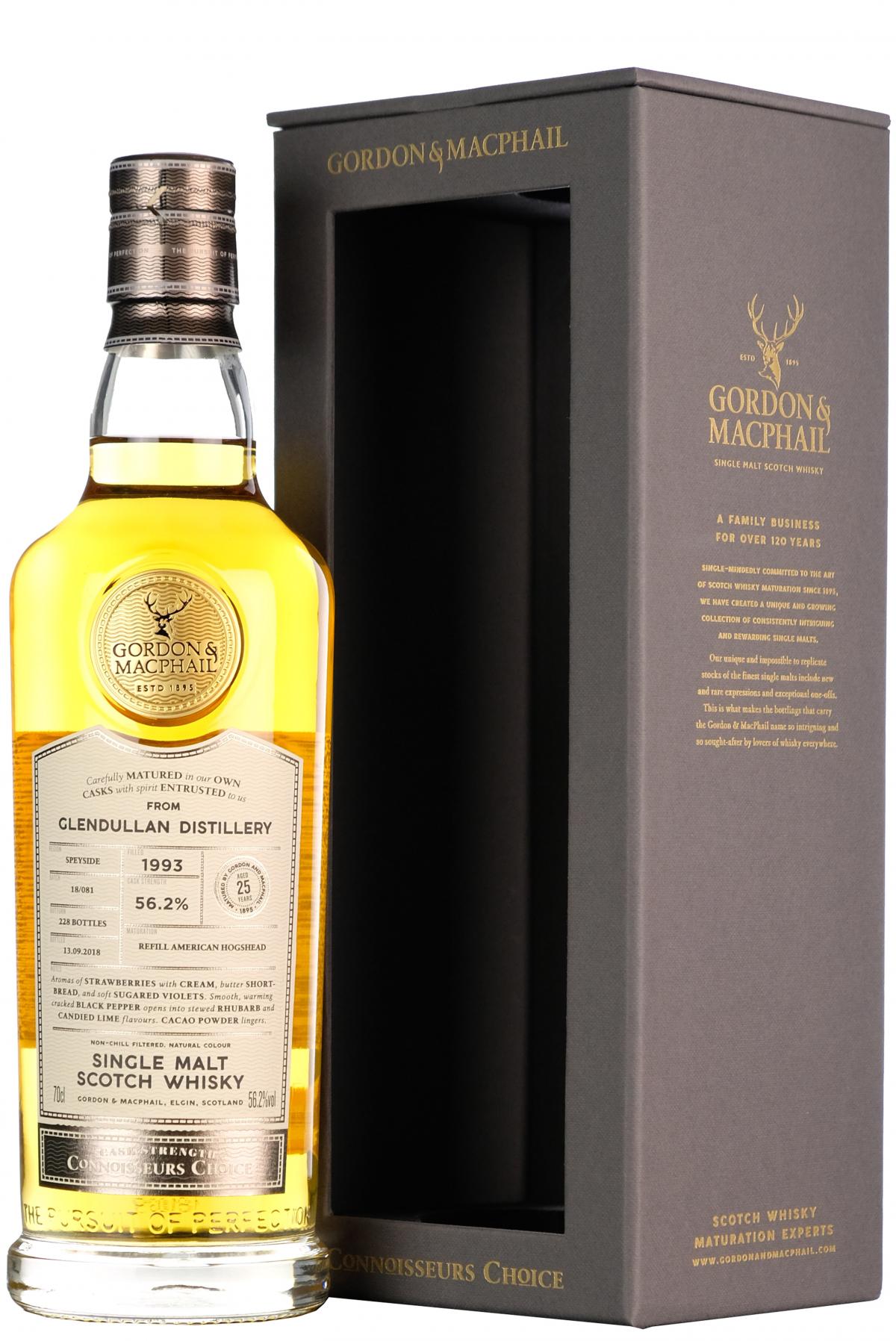 glendullan 25 year old connoisseurs choice gordon and macphail cask strength single cask speyside single malt scotch whisky