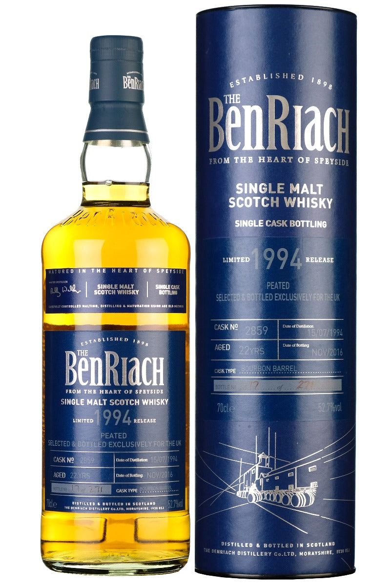 Benriach 1994 22 Year Old Single Cask 2859 UK Exclusive Single Malt Scotch Whisky Peated