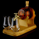 Whisky Barrel Decanter + Tap With Two Nosing Glasses