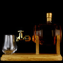 Whisky Barrel Decanter + Tap With Two Nosing Glasses