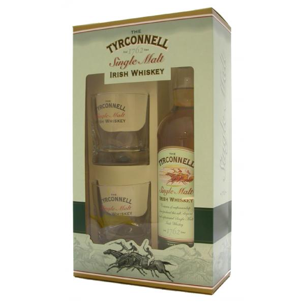 tyrconnell, irish, whiskey, gift, pack, presentation, pack, two, free, glasses, single, malt, scotch, whisky, whiskey